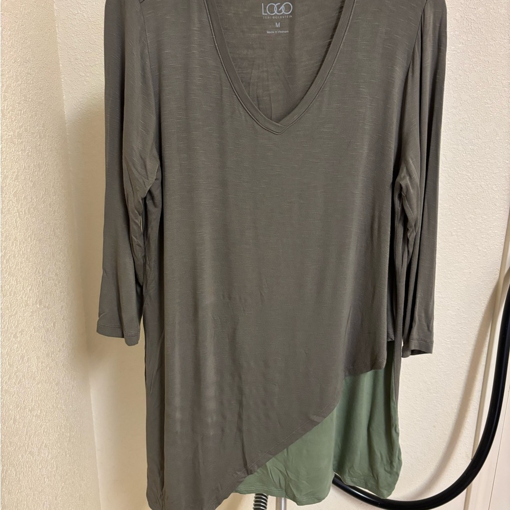 LOGO by Lori Goldstein Asymmetrical Layered Tunic Top Size M